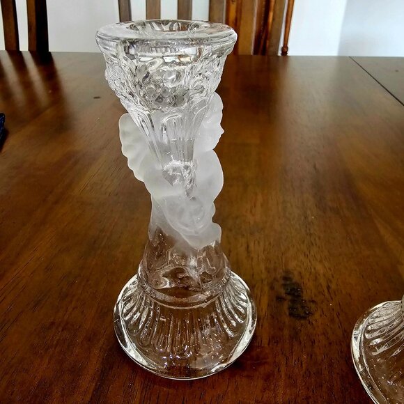 2 Victorian Glass Cherub Candle Holders Angel Candlesticks Set regency cottage - Picture 5 of 8